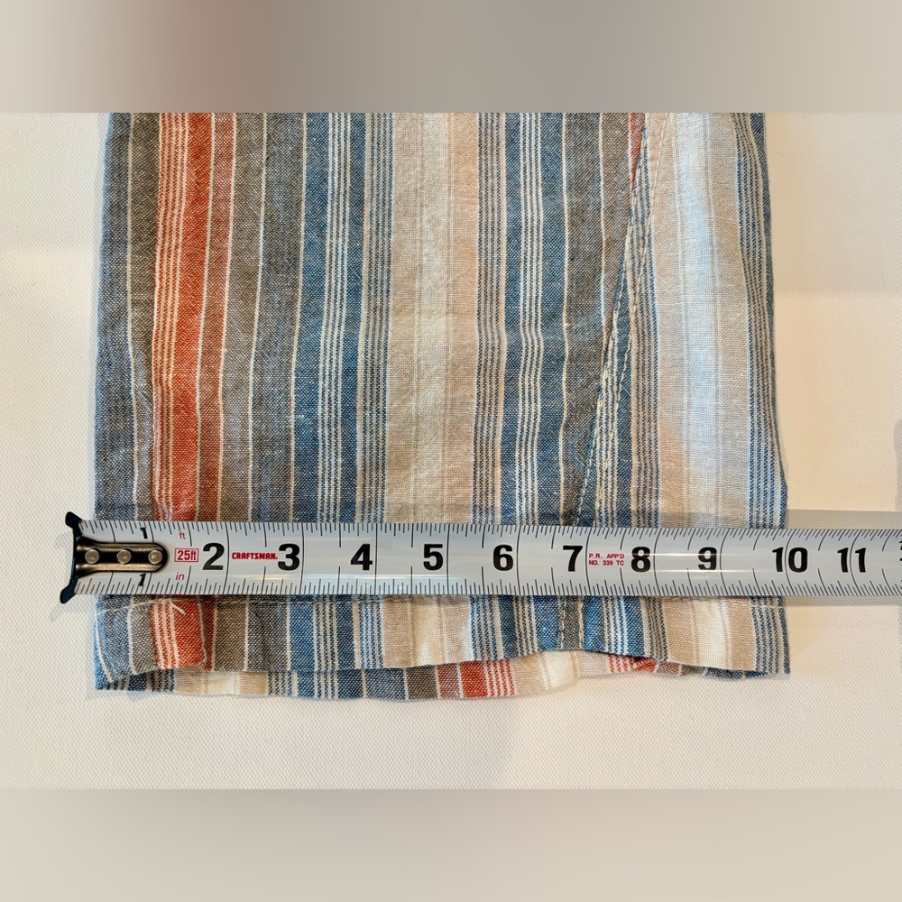 April Kiss Smocked Waist Boho Linen Cotton Blend Large Beach Pants Blue Orange - Picture 9 of 14